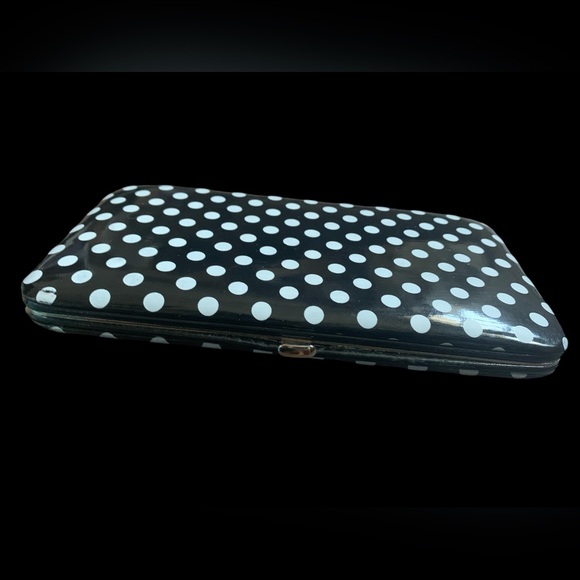 METROPOLITAN Hard Case Black & White Polka Dot Wallet Woman’s Accessory Card - Picture 6 of 6